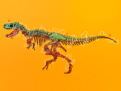 T-Rex clouds colors dinosaur monster skull skulls trex vector