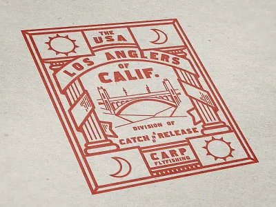 Carp angeles carp design fishing fly illustration la logo los stamp typography
