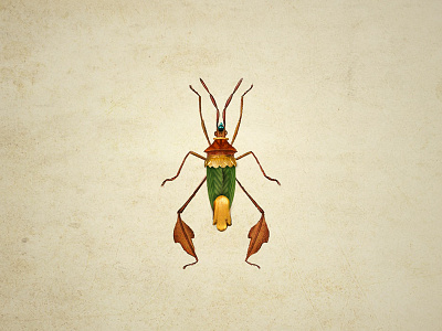 Goldsect collage design dribbble gold illustration insect mint nature pest plant