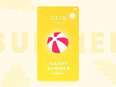 Happy Summer Dribbble☀️ beach coraline colasse dribbble gradient illustration launchscreen mobile sun ui ux yellow