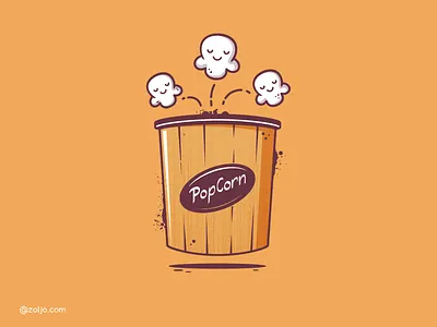 Popcorn bucket cartoon characters drawing illustration popcorn retro vector vintage