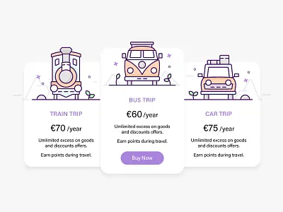 Trip Guide bus car cards guide illustration mountains payment train travelling