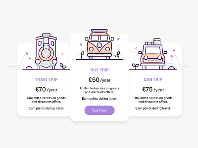 Trip Guide bus car cards guide illustration mountains payment train travelling