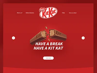 KitKat 🍫 chocolate commerce header hero kitkat products red sell slider sweets web web design