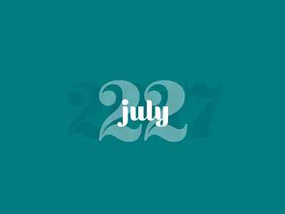 July 22, 2017 calendar date design july