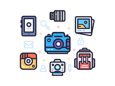 Photo Style backpack camera icons illustration intagram lens photos smartphone