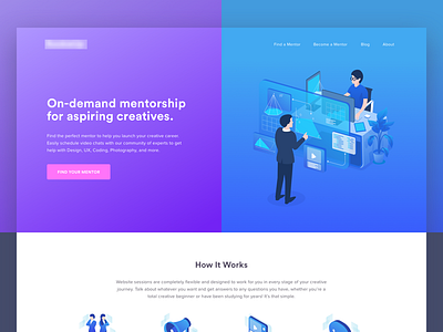 Creative Career Mentorship big header career creative cta dashboard education isometric landing page learn marketing mentorship