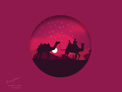 Desert Illustration animal camel desert dribbble illustration illustrator photoshop