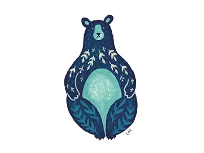 Folk Bear animals bear digital painting floral folk art illustration