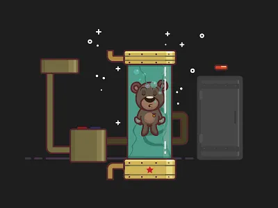 Little Red Comrad - illustration bear experiment illustration laboratory mystic russia sci fi science space