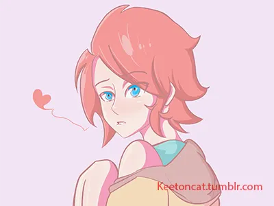 Commission for my adorable friend x) androgynous anime blue boy cute eyes girl hair keetoncat pastel pink short