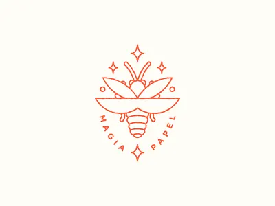 Magia Papel Badge badge firefly illustration logo magic mark monoline