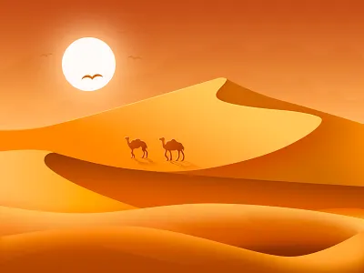 Desert animal camel desert illustration illustrator landscape sand solitude sun
