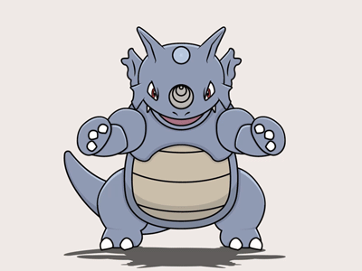 Pokemon GIF: Rhydon 2d 3d after effects animation character flat design gif illustration illustrator pokemon pokemon go rhydon