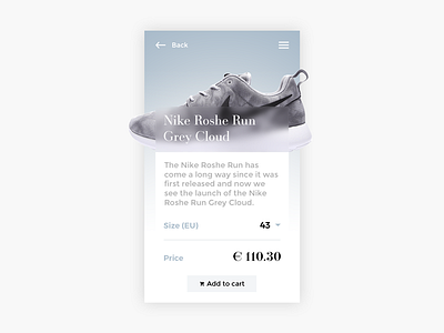 Daily UI #12 clean ecommerce grey item nike shop ui ux web white