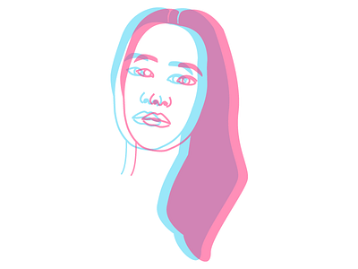 Self Portrait Anaglyph 3d anaglyph blue design eyes illustration pink self portrait vector