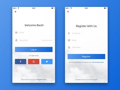 Daily UI Challenge #3 fb g ios login minimmal register signin signup simple twitter ui