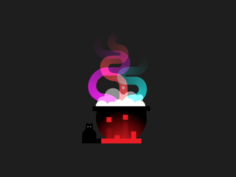 Witch Pot - motion design 2d animation cat design gif motion motion design pot smoke ui witch witch pot