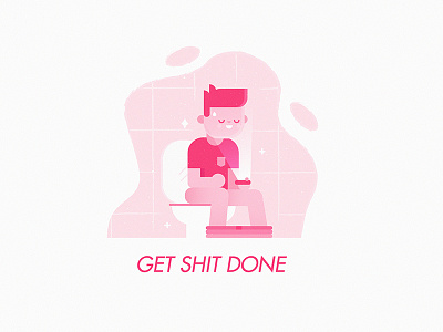 Get Shit Done boy browsing cute illustration phone quote toilet