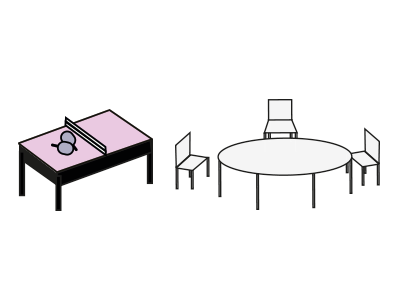 Work Area desk illustration pingpong room