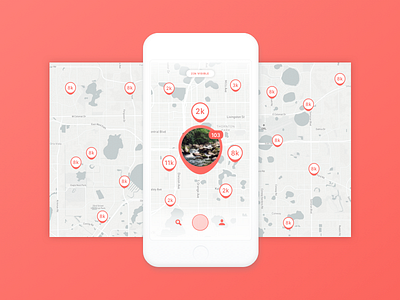 Map Clusters of Snaps grid map snaps ui white
