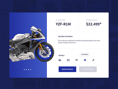 Yamaha Product Card bike blue ecommerce flat minimal product product card thirtyui user interface yamaha