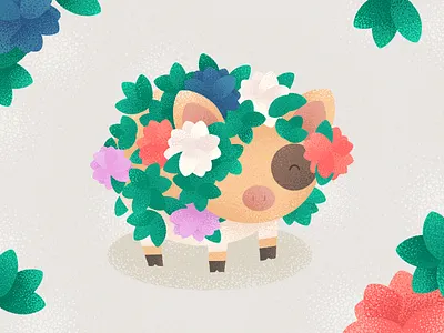 Sprig Pig cute fan art floral flowers game art pig plants yonder