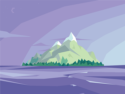 Polymountanism board game discover low poly mountains purple sea vector