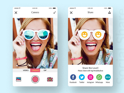Social Share - Daily UI 010 app camera editor effect photo share sharing social story ui ux