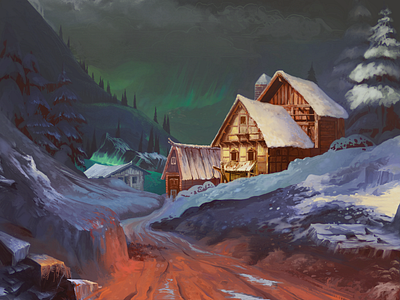 Landscape winter, rocks and snow background fantasy fossilized journey landscape winter