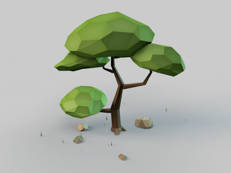 Low Poly Tree 3d animation c4d cinema 4d low poly rocks tree