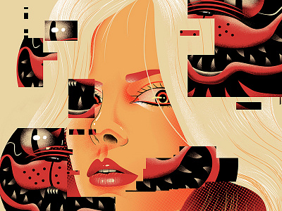 Glitch glitch illustration portrait print woman