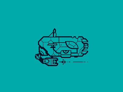 SpaceLoader future illustration loader minimal outline ship space vector