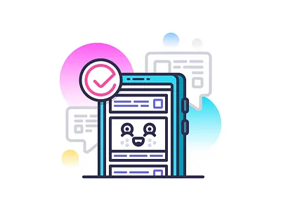 Mobile Illustration device emoji flat icon illustration line message mobile onboarding smartphone