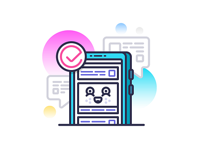 Mobile Illustration device emoji flat icon illustration line message mobile onboarding smartphone