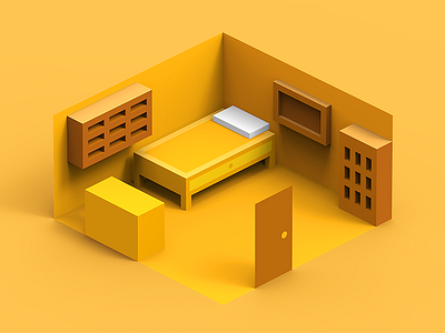 Rebound Yellow Room 3d c4d clayrender geometric illustration isometric lowpoly rebound tolitt