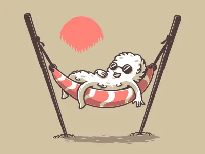 Eastern siesta cool cute design food funny gebe humor illustration surrealism sushi vector yummy