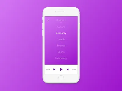 News App - Player gradient information ios news player podcast purple