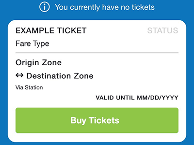 Ticket example from the JustRide v2 app app design mobile ui ux