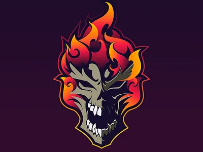 Flaming Skull Mascot death esport fire flame flames illustration logo mascot pyre skillet skull