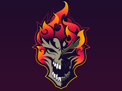 Flaming Skull Mascot death esport fire flame flames illustration logo mascot pyre skillet skull