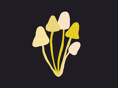 Mushrooms at Night adobe draw black cute forest illustration mushrooms vector whimsical yellow