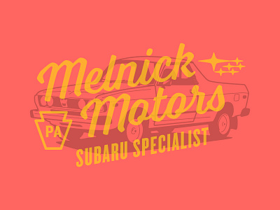 Melnick Motors auto car design graphic illustration logo mark subaru type typography