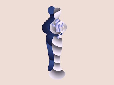 Moment of affection 3d animation c4d character design family flat gif loop love motion tenderness