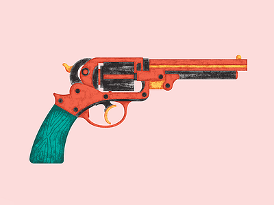 Six Shooter cowboy digital fun illustration kidlit pistol revolver texture western