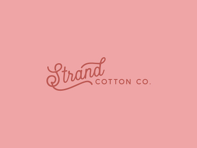 Strand Cotton Company Logo california cotton millennial pink neutral pink retro rust script strand textiles