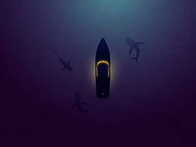 Shark Week 2d boat flat illustration illustrator ocean shark vector