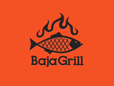 Fish Logo baja fish flames food icon logo