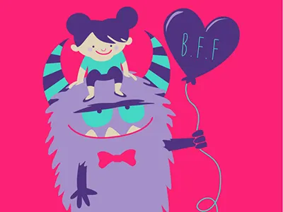 BESTIES ballon cute kids monster pink stripe