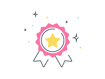 Award Ribbon award illustration monoline outline ribbon sparkle trophy twinkle winning